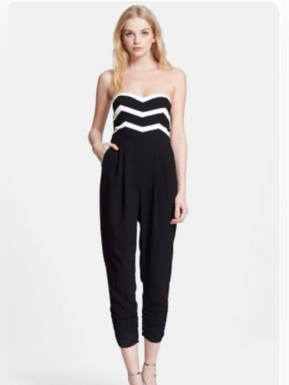 Parker Carmela Black & White Strapless Jumpsuit – NWT – Size Small